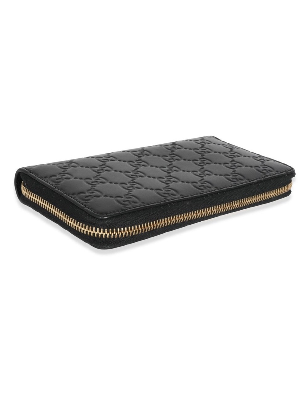 Gucci Black Embossed GG Zip Wallet with Gold Hardware - Picture 5 of 6
